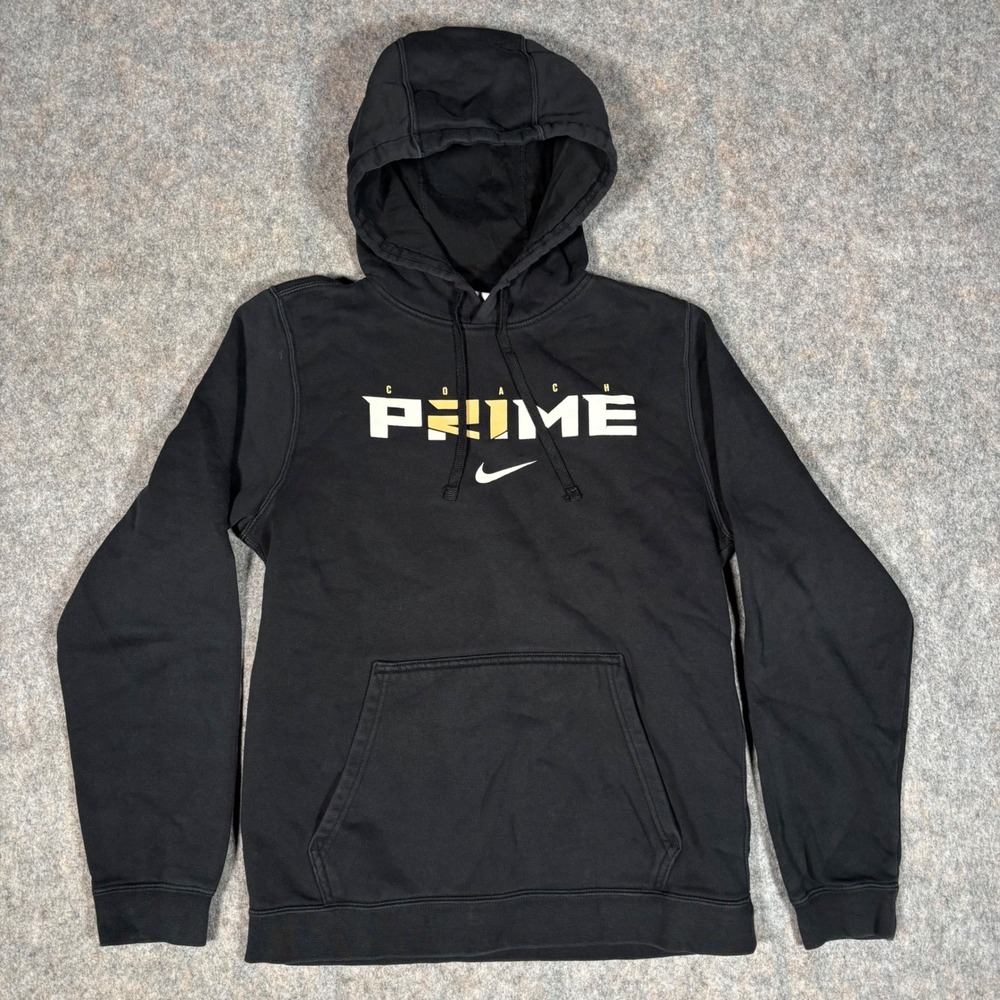 Nike Coach Prime Hoodie Size S Black Club Fleece M31777 Deion Sanders Pullover